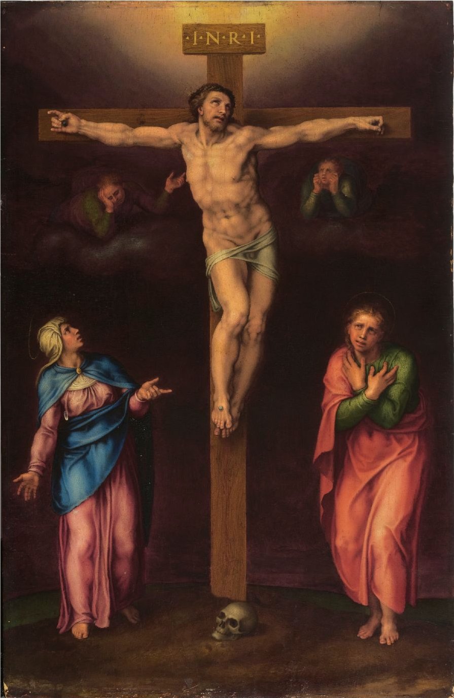 Michelangelo Buonarroti: Kruisiging met Maria en Johannes