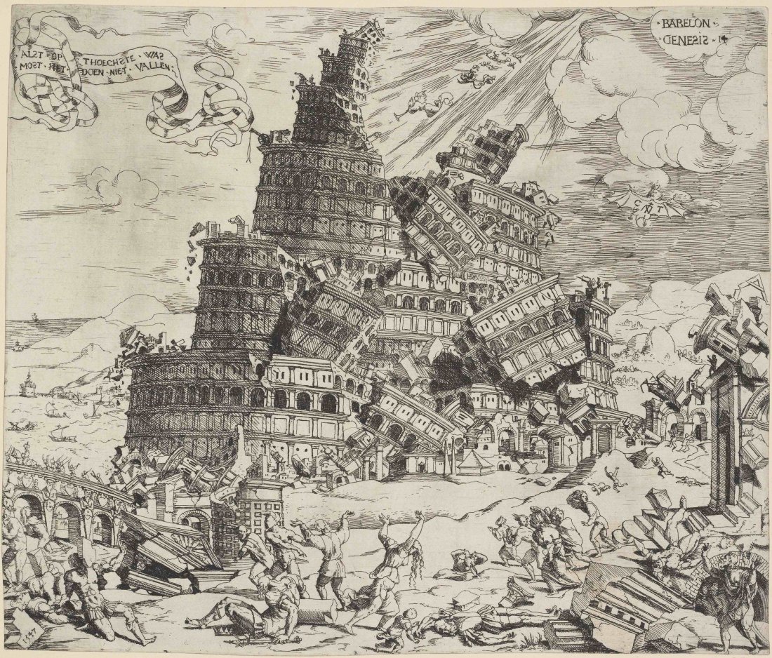 Cornelis Anthonisz: De val van de toren van Babel