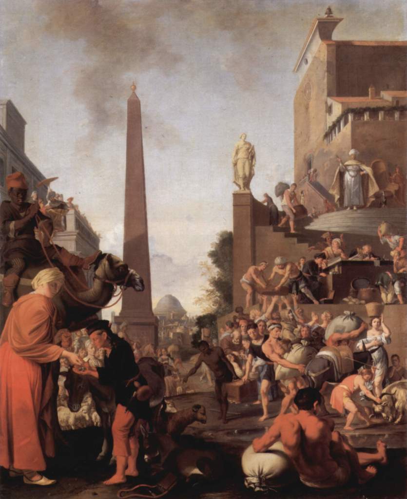 Bartholomeus Breenbergh: Jozef verkoopt graan in Egypte