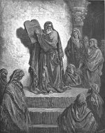 schilderij van Gustave Doré: Ezra draagt de Wet voor