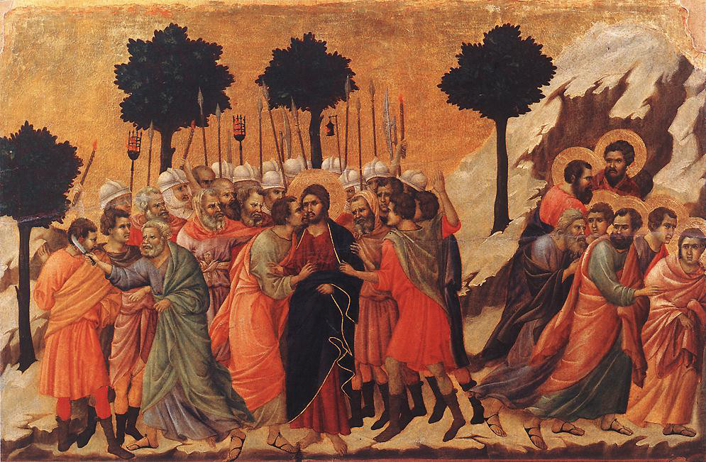 Duccio di Buoninsegna: Jezus wordt gevangengenomen (Maestà)