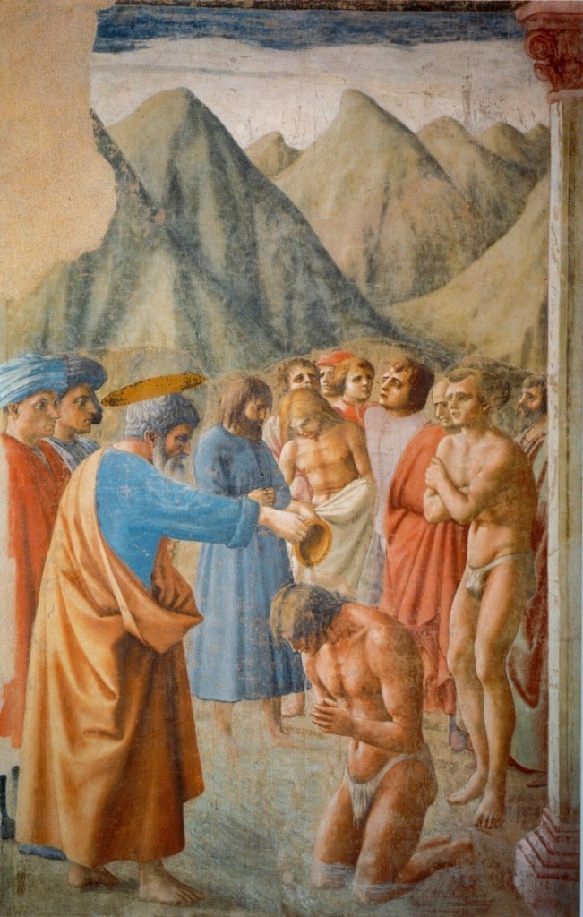 Masaccio: Petrus verricht de doop