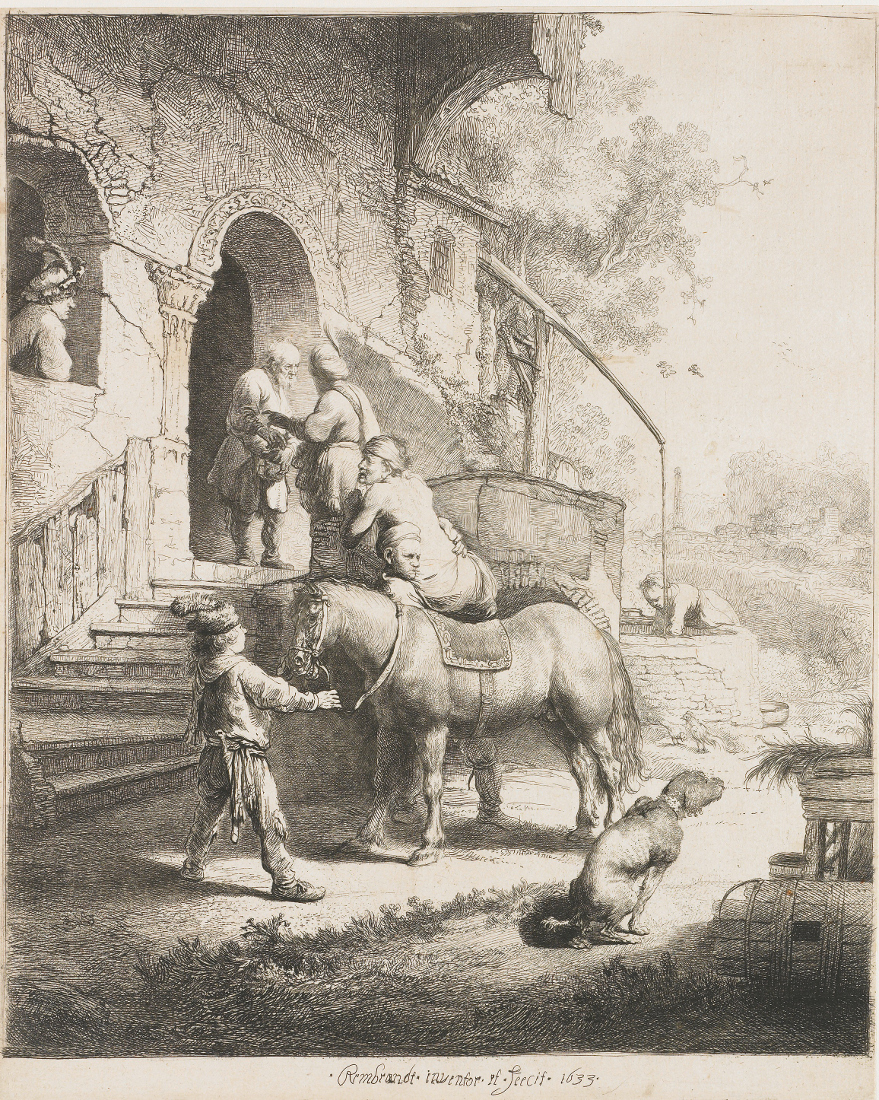 Rembrandt Harmensz. van Rijn: De barmhartige Samaritaan bij de herberg (1633)