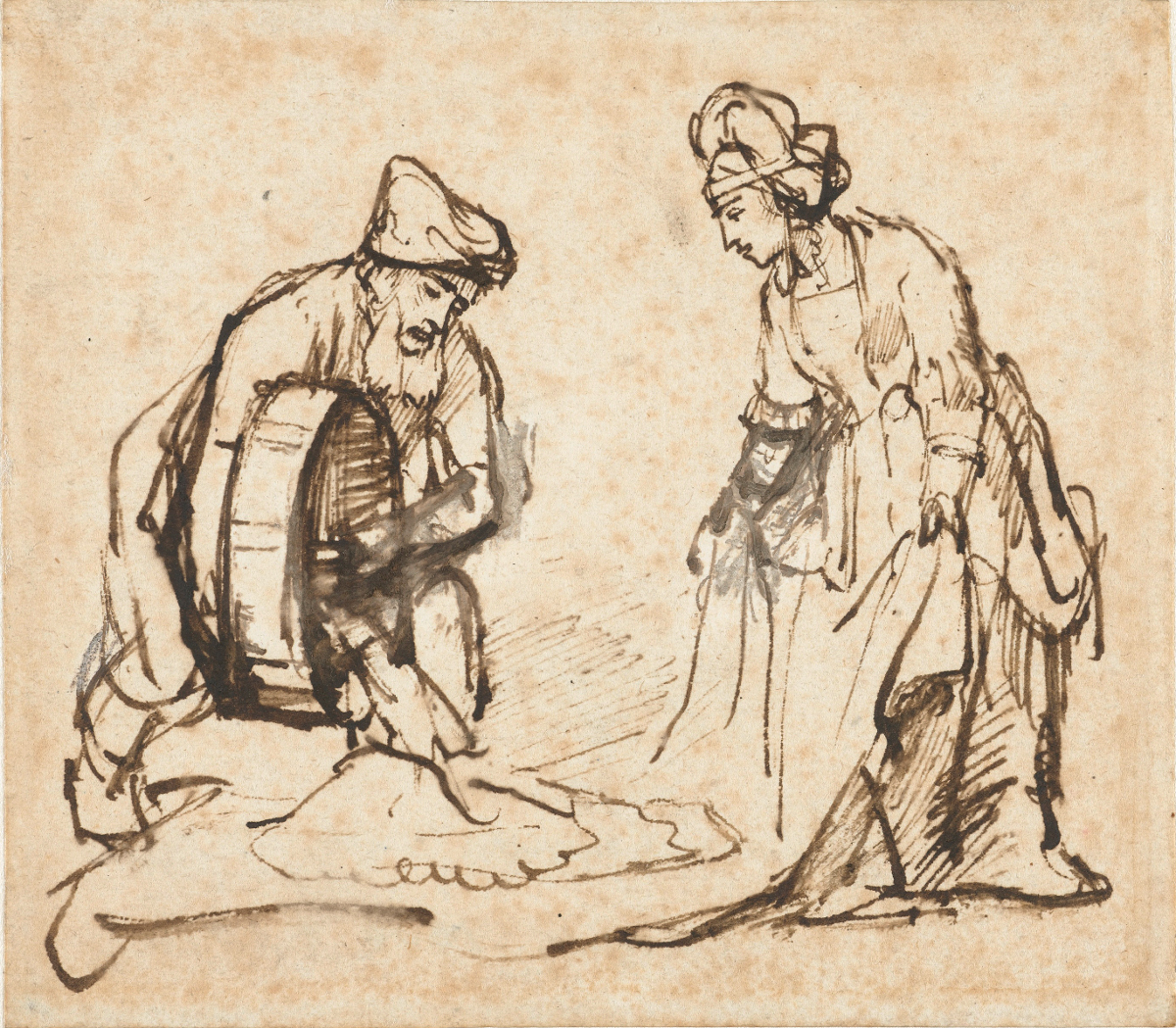 Rembrandt Harmensz. van Rijn: Boaz geeft Ruth zes maten gerst