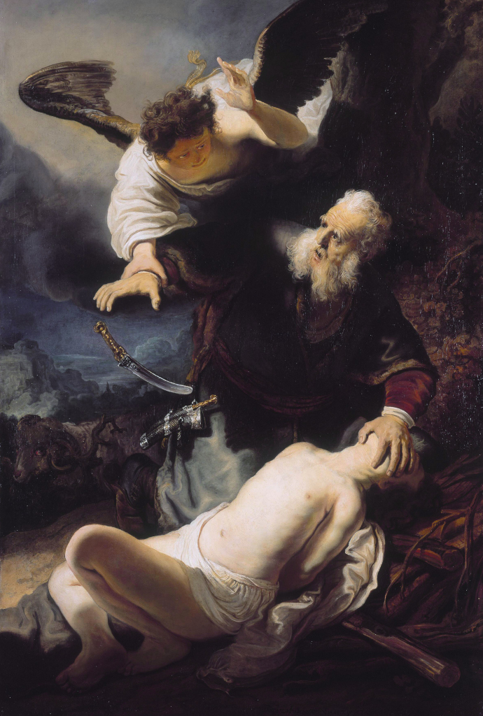 Rembrandt Harmensz. van Rijn: De engel verhindert de slachting van Izak (1636)