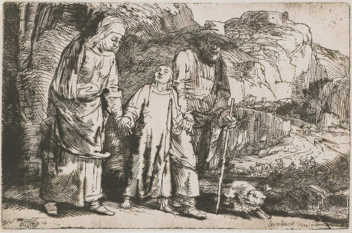 Rembrandt Harmensz. van Rijn: Jezus en zijn ouders keren terug uit de tempel
