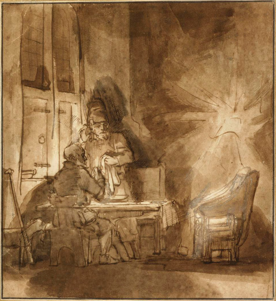 Rembrandt Harmensz. van Rijn: Jezus' verdwijning uit Emmaüs