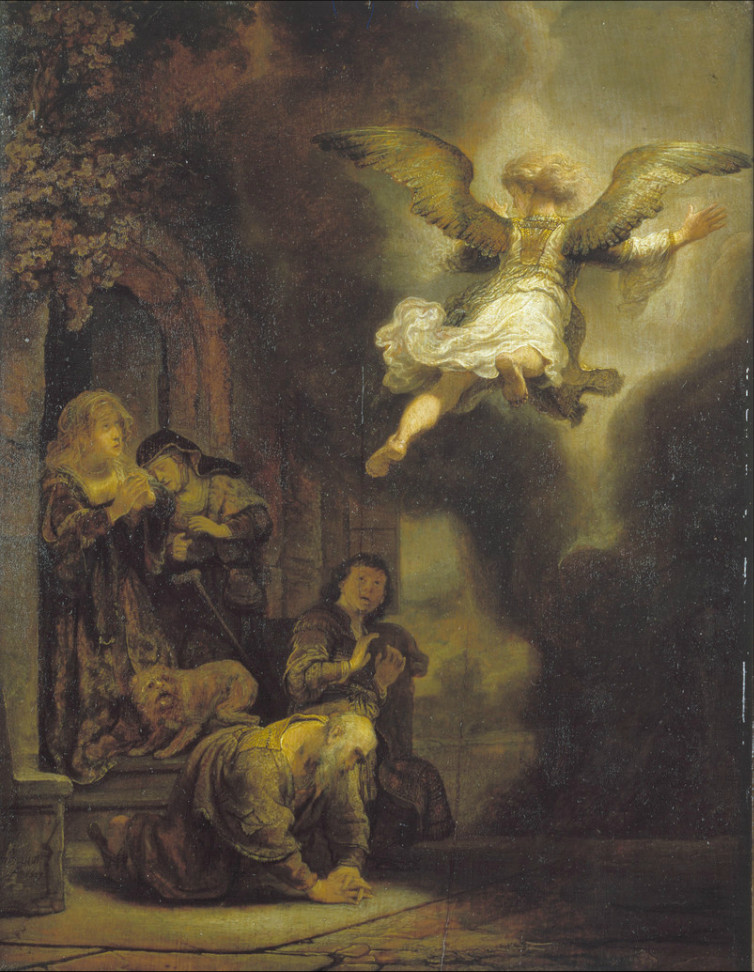 Rembrandt Harmensz. van Rijn: De engel verlaat de familie van Tobias