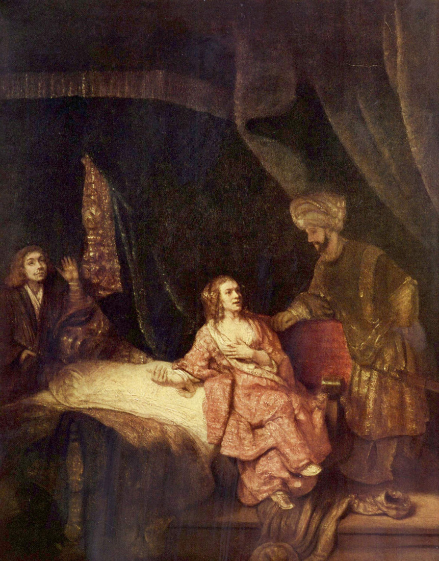 Rembrandt Harmensz. van Rijn: Jozef wordt beschuldigd door Potifars vrouw (Berlijn)