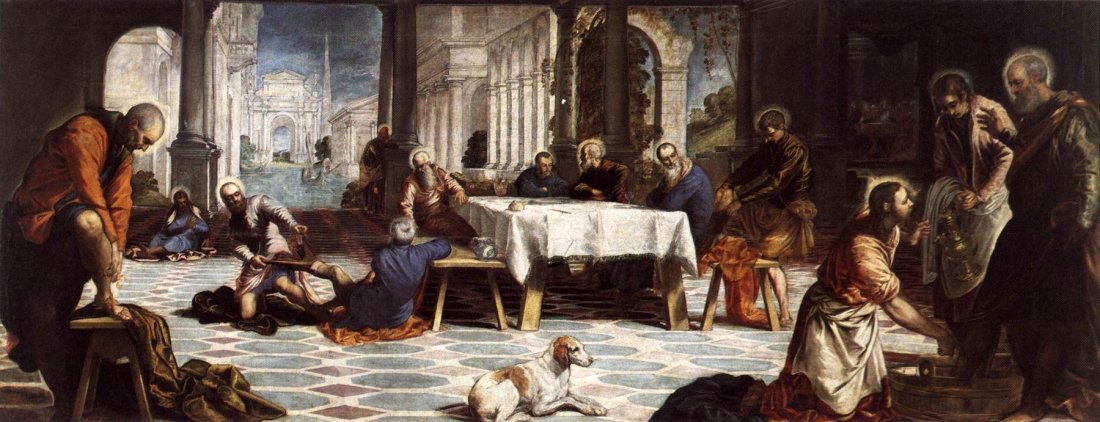 Il Tintoretto: Het wassen van de voeten (1549)