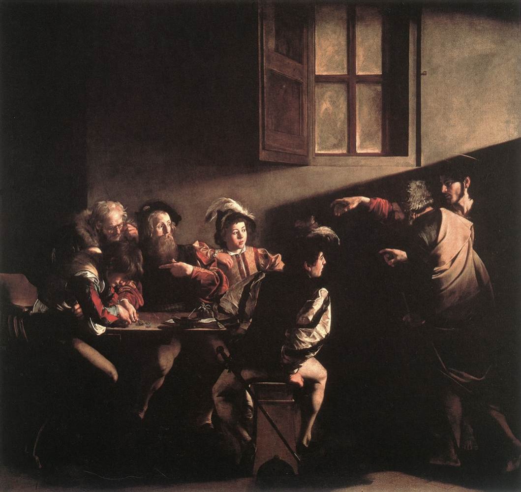 Caravaggio: Jezus neemt de tollenaar als leerling